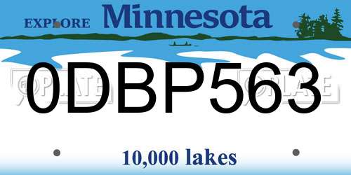 0DBP563 Minnesota License Plate