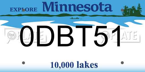 0DBT51 Minnesota License Plate