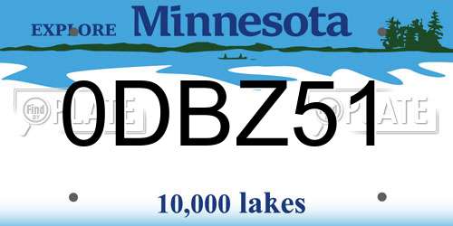 0DBZ51 Minnesota License Plate