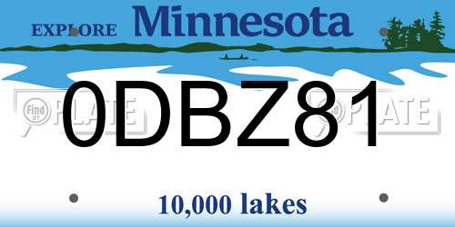 0DBZ81 Minnesota License Plate