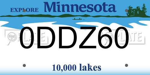 0DDZ60 Minnesota License Plate