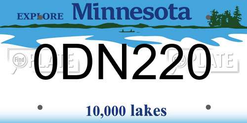 0DN220 Minnesota License Plate
