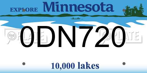 0DN720 Minnesota License Plate
