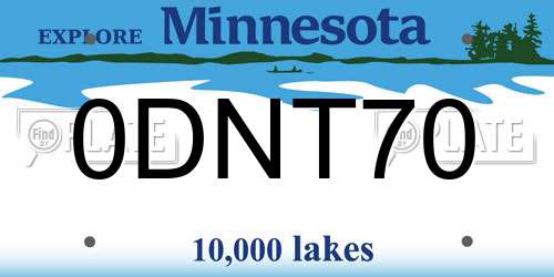 0DNT70 Minnesota License Plate