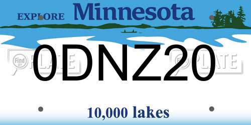 0DNZ20 Minnesota License Plate
