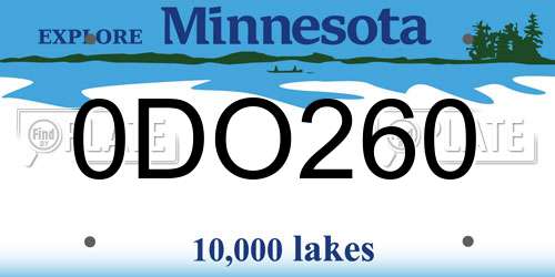 0DO260 Minnesota License Plate