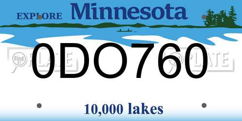 0DO760 Minnesota License Plate