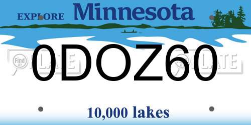 0DOZ60 Minnesota License Plate