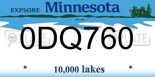 0DQ760 Minnesota License Plate