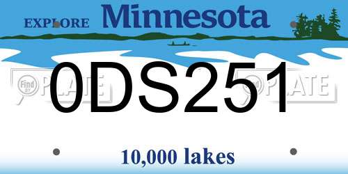0DS251 Minnesota License Plate