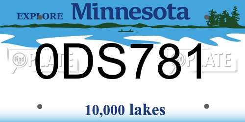 0DS781 Minnesota License Plate