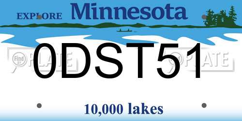 0DST51 Minnesota License Plate