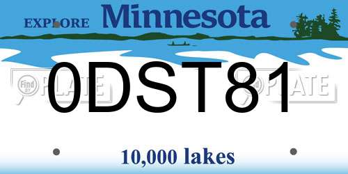 0DST81 Minnesota License Plate