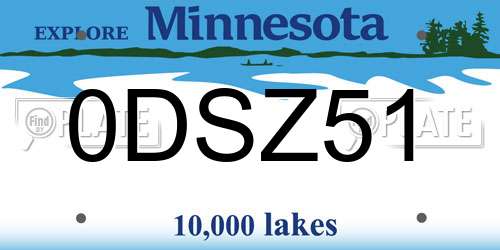 0DSZ51 Minnesota License Plate