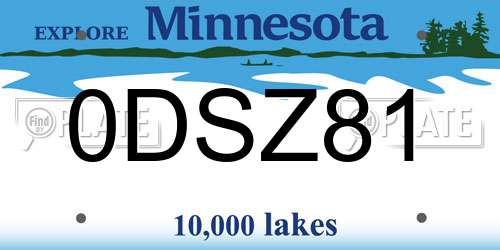 0DSZ81 Minnesota License Plate