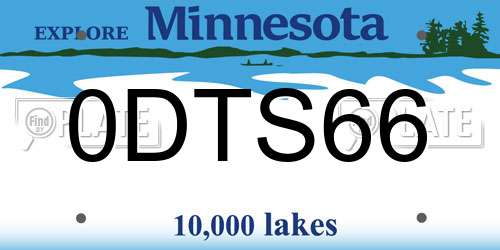 0DTS66 Minnesota License Plate