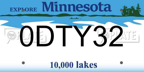 0DTY32 Minnesota License Plate