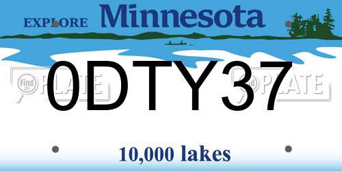 0DTY37 Minnesota License Plate