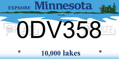 0DV358 Minnesota License Plate