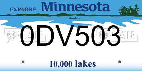 0DV503 Minnesota License Plate