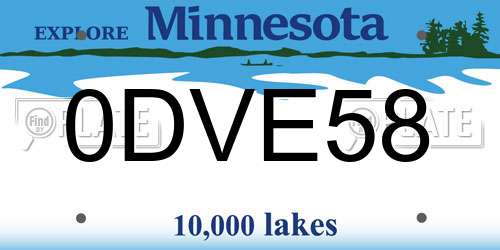 0DVE58 Minnesota License Plate
