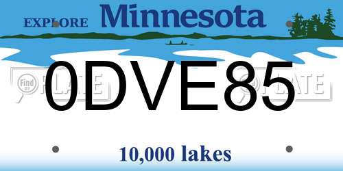 0DVE85 Minnesota License Plate