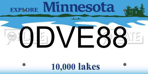 0DVE88 Minnesota License Plate