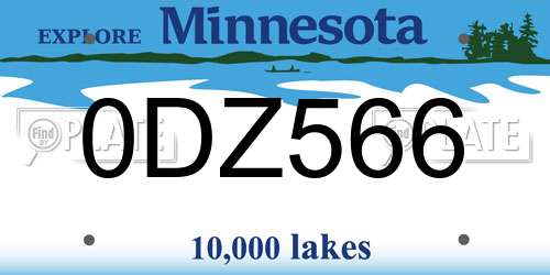0DZ566 Minnesota License Plate