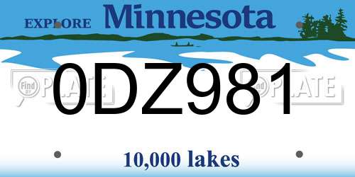 0DZ981 Minnesota License Plate