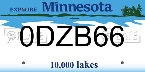 0DZB66 Minnesota License Plate