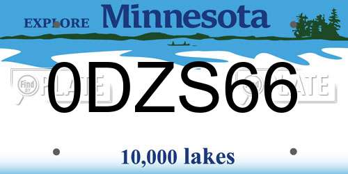 0DZS66 Minnesota License Plate