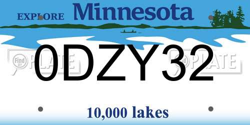 0DZY32 Minnesota License Plate