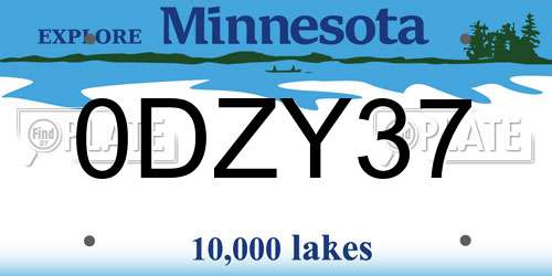 0DZY37 Minnesota License Plate