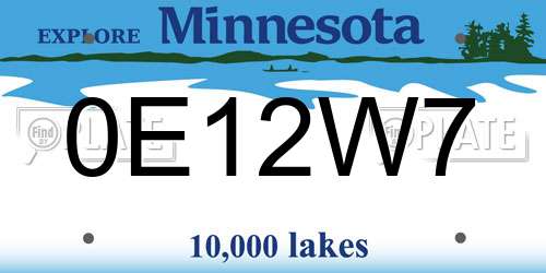 0E12W7 Minnesota License Plate