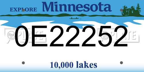 0E22252 Minnesota License Plate