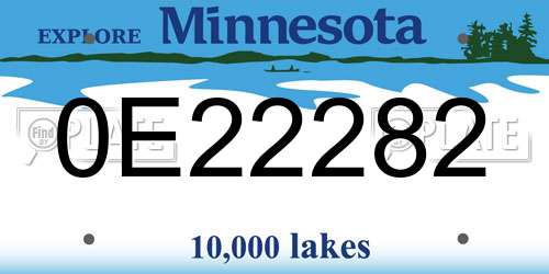 0E22282 Minnesota License Plate