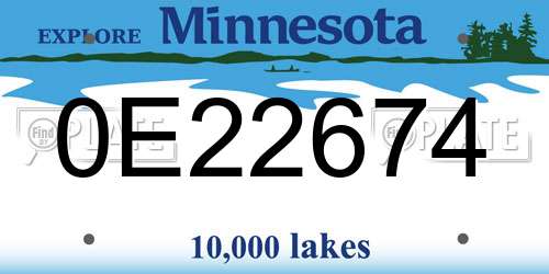 0E22674 Minnesota License Plate