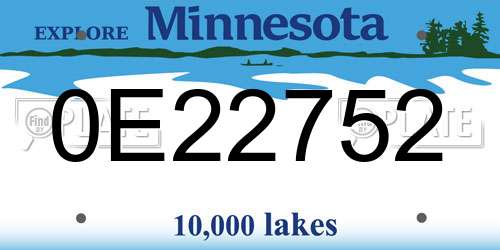 0E22752 Minnesota License Plate