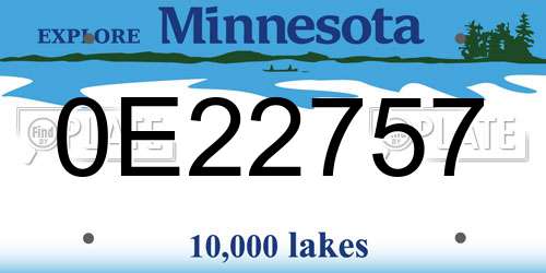 0E22757 Minnesota License Plate