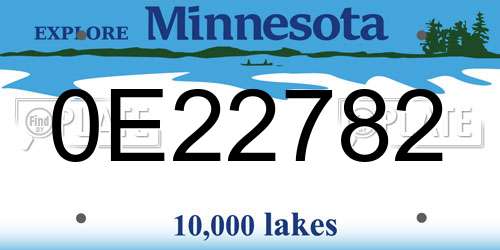 0E22782 Minnesota License Plate