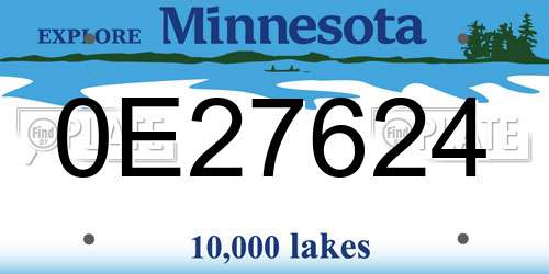 0E27624 Minnesota License Plate
