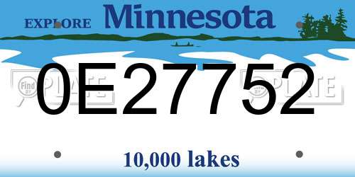 0E27752 Minnesota License Plate