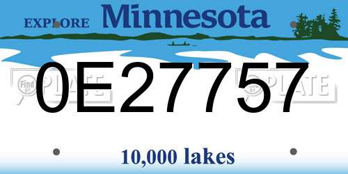0E27757 Minnesota License Plate