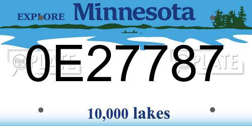 0E27787 Minnesota License Plate