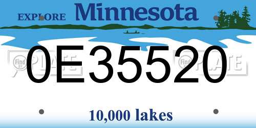0E35520 Minnesota License Plate