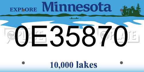 0E35870 Minnesota License Plate