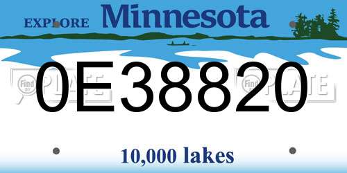 0E38820 Minnesota License Plate