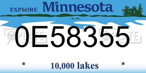 0E58355 Minnesota License Plate