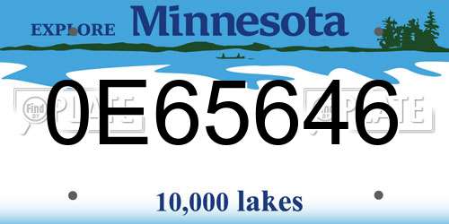 0E65646 Minnesota License Plate