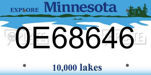 0E68646 Minnesota License Plate